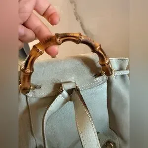 Gucci Light Blue / Green Suede Backpack with Bamboo Handle Gucci | Bags | Gucci Light Blue Green Suede Backpack With  main image 2